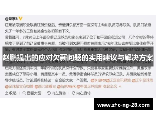 赵鹏提出的应对欠薪问题的实用建议与解决方案 赵鹏提出的应对欠薪问题的实用建议与解决方案